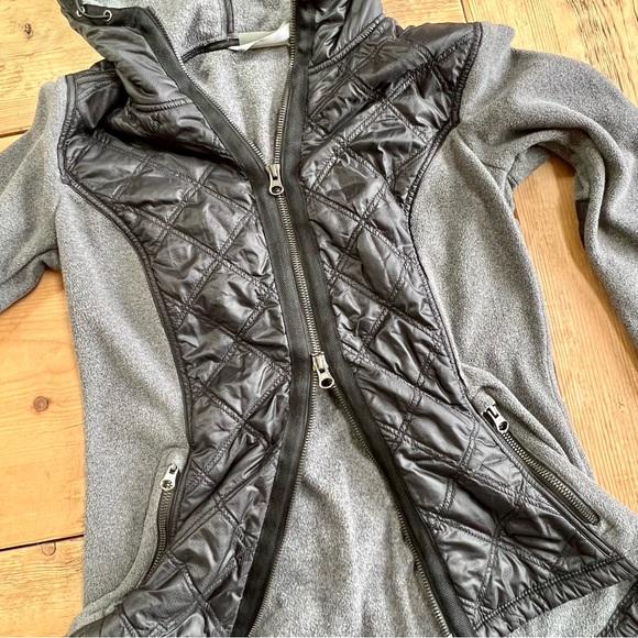 Athleta Vortex Dark Gray Hooded Dual Full Zipper Fleece Jacket Size XS - Picture 6 of 15
